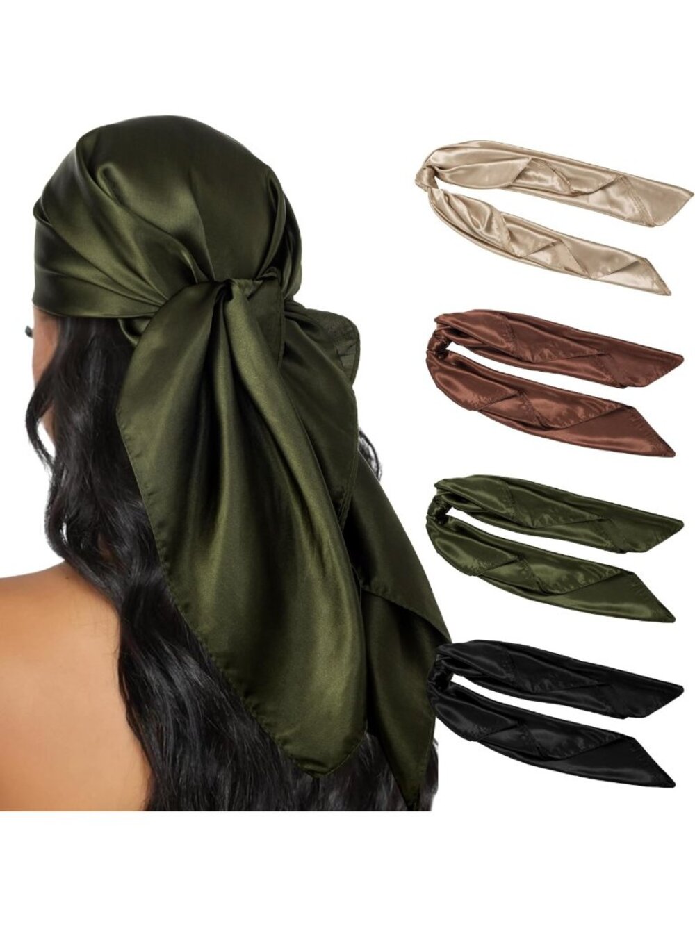 4PCS Silk Feel Hair Scarves for Women - Stylish Head Scarves for Any Occasion